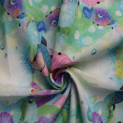 贅沢なポリエステル綿織物の淡いブルーの花の編まれた服のズボンのラミー