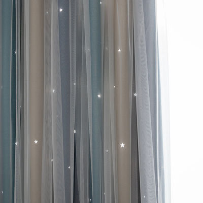 柔らかいポリエステル カーテンの生地の勾配色の炎-抑制剤