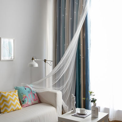 柔らかいポリエステル カーテンの生地の勾配色の炎-抑制剤